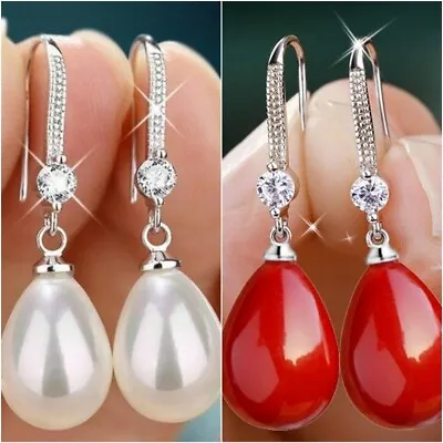 $3.53 • Buy Women Pearl Crystal Ear Stud Earrings Elegant Drop Dangle Wedding Jewelry A Pair