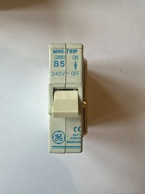 Ge Mini Trip 5a B5 Plug Push In Mcb Type B 5 Amp Replace Wylex Fuse With Base • £7.95