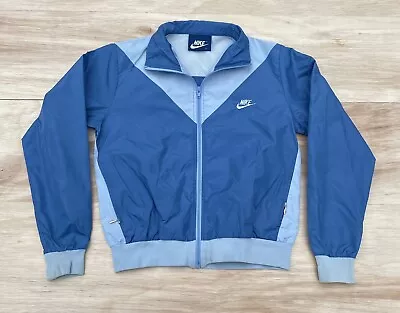 Vintage Nike Windbreaker Track Jacket Full Zip Women's Blue Size Large L Retro • $85.47