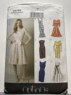 Vogue Sewing V8766 Misses' Fitted DRESS Sz 12 To 20 W/Options UNCUT FF • $11.50