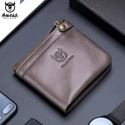 Retro CowhideRFIDanti-theft Men's Wallet Large Capacitycasual Business Card Case • $23.99