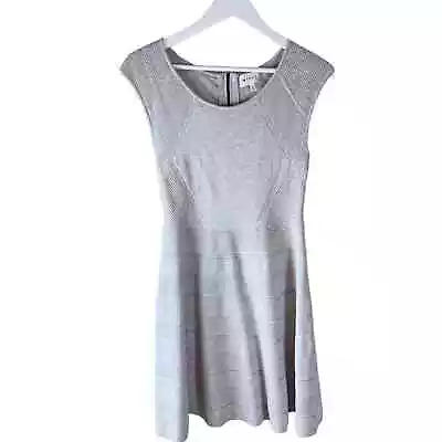 Milly Textured Tech Fit And Flare Gray Dress Size Medium • $50