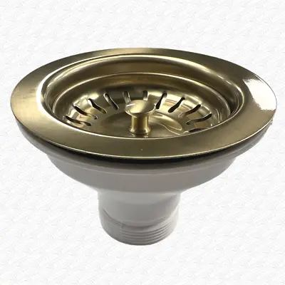 BRUSHED BRASS Belfast Sink Strainer Waste For Ceramic Sink With 90mm Hole • £17.99