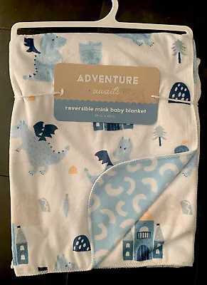 Baby Reversible Mink Baby Blanket Lovey Adventure Awaits 30”x40” Boy NEW • $24.95