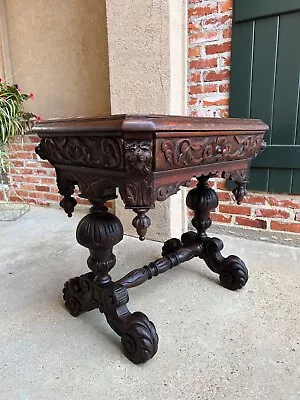 Antique Petite English Sofa Table Library Desk Renaissance Carved Oak Gothic • $2650