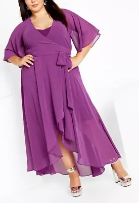 CITY CHIC Enthrall Me Maxi Dress In Wisteria Plus Size XS/14 NWT [RRP $149.95] • $50