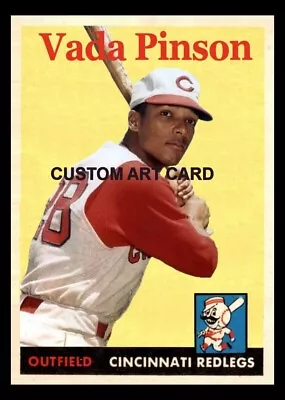 Cincinnati Redlegs Reds Vada Pinson  1958 Custom Art Baseball Card Blank Back • $6.30