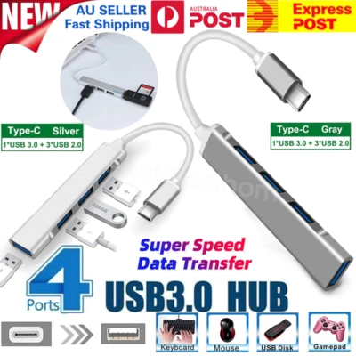 $9.50 • Buy Type C To USB HUB High Speed 4 Port Multi Splitter Adapter OTG For Macbook Phone