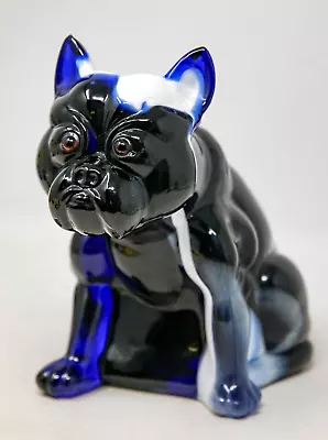 Mosser Westmoreland Mold White & Cobalt Glass  Bulldog Doorstop Figurine • $118.50