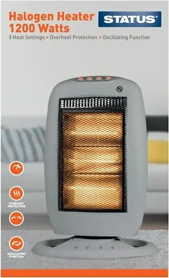 Status Halogen Heater Portable Electric 3 Bar 1200W Oscillating Home Office 1PKB • £24.99