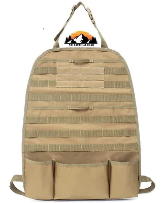 Tan Tactical Car Vehicle MOLLE Panel Seat Back Protector Storage Organizer Bag • $15.99
