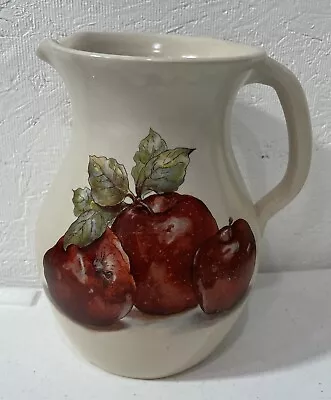 Shaker And Thangs Large Pottery Pitcher W Apples Country Farmhouse Event 9.5  • $10