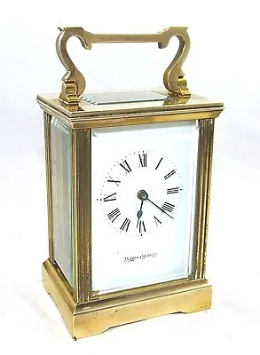 MAPPIN & WEBB Brass Carriage Mantel Clock Timepiece With Key  Working Order • $461.09