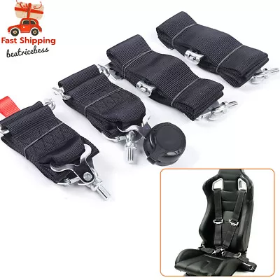 3  Inch 4 Point Quick Release Cam Lock Seat Belt Racing Harness Belt Black • $40.85