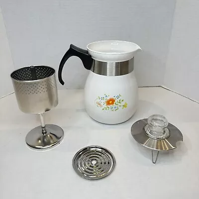 Vintage Corning WILDFLOWER 6 Cup Coffee Pot Percolator Glass Knob P-166 • $79.99