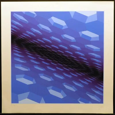 Yvaral Blue Velvet Serigraph Purple HAND SIGNED FINE Optice ART Offers Welcome • $2000