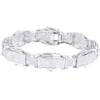 3.48 Ct Simulated Diamond 14K White Gold Plated Men's Link Bracelet • $838.04