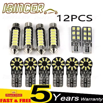 12× Led Car Interior Light Bulbs Kit Canbus White 6500K For BMW 1 Series E82 E87 • £8.89