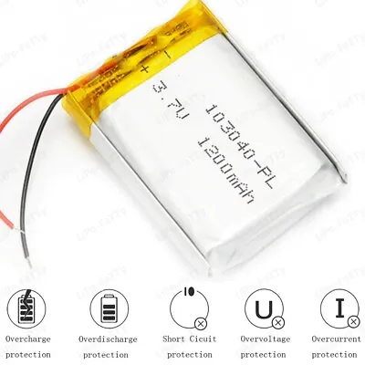 £7.39 • Buy  3.7v 1200mAh 103040 Lithium Polymer Battery Bluetooth Dashcam Li-po Lipo