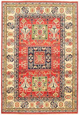 Hand-Knotted Geometric Carpet 6'7  X 9'9  Traditional Wool Area Rug • $922