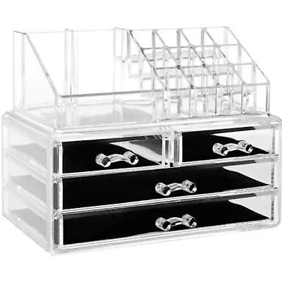 Makeup Organiser Cosmetic Storage Box Perfume Display Stand 4 Drawers Lipsticks • £6.99