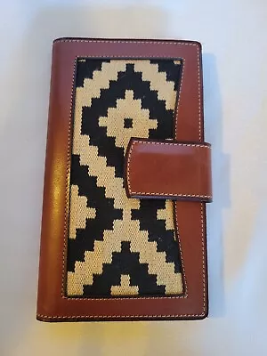 Arandu Leather Wallet Card ID Passport Money Woven Pattern Brown Beige Black  • $45.50