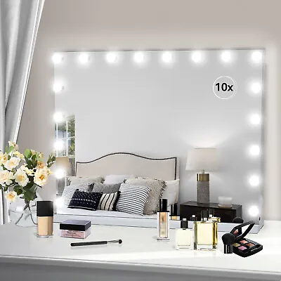 Hollywood Vanity Make Up Mirror With Lights 18-LED Tabletop Wall Metal 80x62cm • £115.99