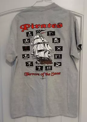 Vintage Y2K Cotton T-shirt- Pirates Terrors Of The Seas ~Charleston SC Gildan • $11.55