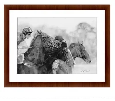 Horse Racing Drawing A4 Print Pencil Art  Posters Pictures Home • £4.99