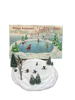 Vintage Dept 56 Village Animated Skating Pond Christmas 100% Complete NOT WORK • $76.48