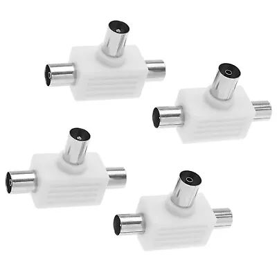 4PCS 2 Way Aerial Splitter TV RF Coax Adapter Male Plug To Female Jack Connector • £8.06