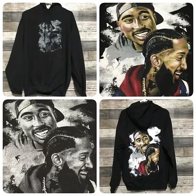 2Pac Nipsey Hussle Hoodie Sweatshirt M Black Pullover Unbranded Rap Hip Hop C1 • $29.99