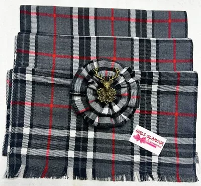 Grey Thompson Tartan Sash Rosette Burns Night Royal Wedding Scottish Kilt Bow • £17.90