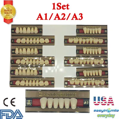 Dental Acrylic Resin Denture False Teeth Anterior DIY Lab A1/A2/A3 U/LFull Size • $16.32