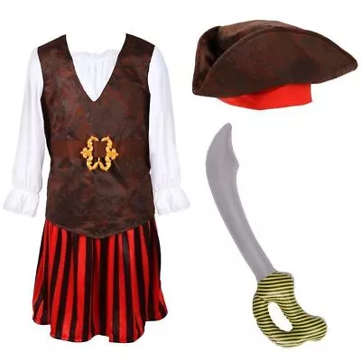 Girls Pirate Fancy Dress Costume Book Day Jack Sparrow Outfit Kids Bucaneer • £13.99