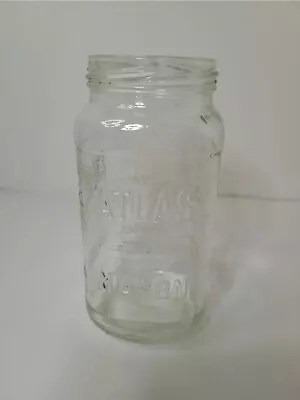 Vintage ATLAS MASON Clear Square Jar W/ Measurements - 12 Oz. No Lid • $10.19