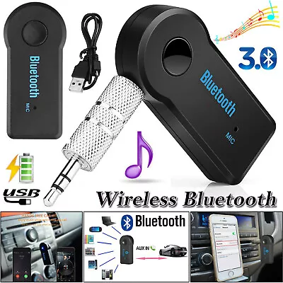 3.5mm Phone To AUX Bluetooth Wireless Car Stereo Music Receiver Adapter With Mic • £4.95