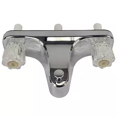 Mobile Home RV Tub Shower Center Faucet 8 Inch Chrome With Clear Acrylic Handle • $36.74