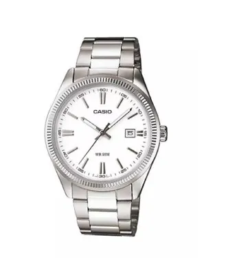 Casio MTP-1302D-7A1 Mens Watch Stainless Steel Band Analog White Dial MTP1302D • $53.99