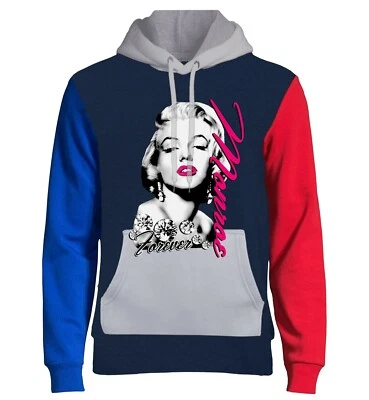 $30.99 • Buy Men's Marilyn Monroe Forever Navy Color Block Hoodie Hollywood Sexy Weed High