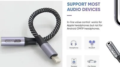 Headphone Adapter For IPhone To 3.5mm Aux Jack  Cable Connector All IOS Devices  • £9.99