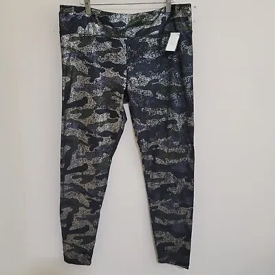 NO BOUNDARIES Metallic Camo Print‎ Faux Suede Ankle Leggings Sz 3X Green • $12