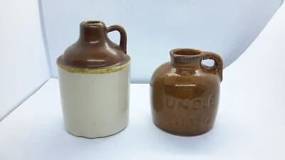 Vintage Miniature Brown Top Pottery Whiskey Jug Miniature Jug. Uncle SLUG Jug • $65