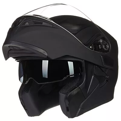 ILM Dual Visor Flip Up Motorcycle Modular Full Face Helmet DOT With 6 Colors • $112.66