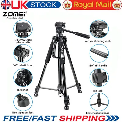 ZOMEI Q1200 Professional Lightweight Aluminum Alloy Tripod For DSLR Camera Video • £16.99