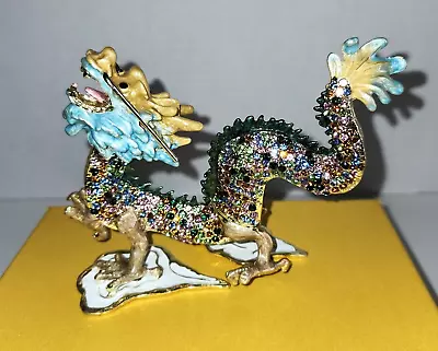 Jewelled Dragon Figurine Trinket Box With Swarovski Crystals • $50