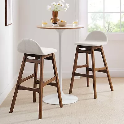 Modway Juno Wood Bar Stool - Set Of 2 In Ivory Fabric • $155.80