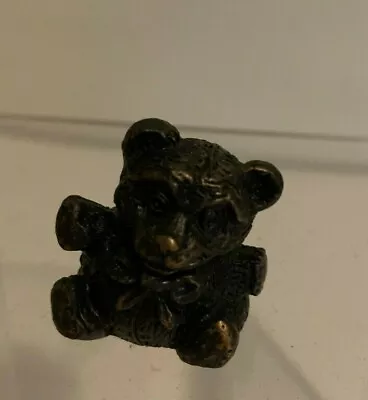 Teddy Bear Thimble Bronze Metal Signed Shari 821/7500 Collectible Figure • $16.95