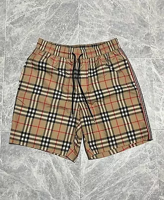 BURBERRY Check Patterned Swimwear Shorts SizeS • $400