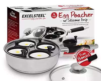 18/10 Stainless Steel 4 Cup Egg Poacher Non Stick Easy Use Rust Resistant Home K • $35.05